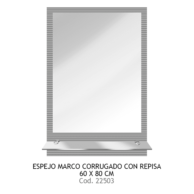ESPEJO MARCO CORRUGADO  60X80 C/REPISA  CJ3208 NIAGARA