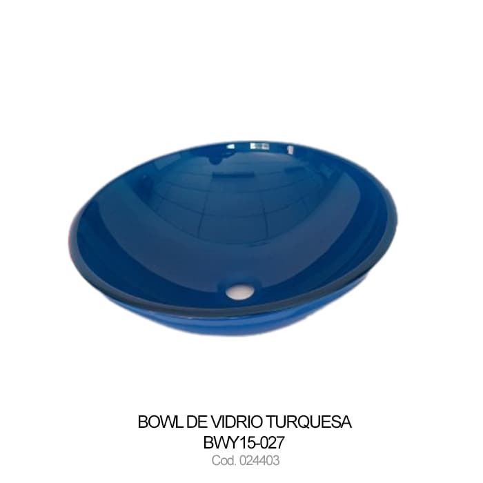 BOWL DE VIDRIO TURQUESA S/LOZA BWY15-027