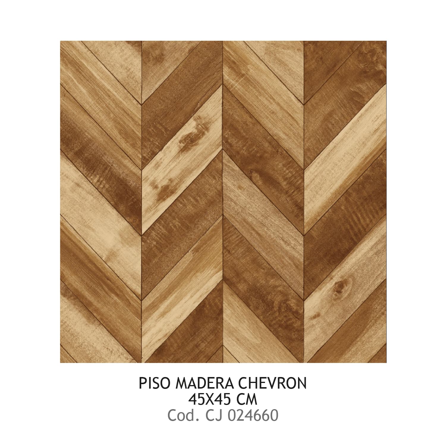 PISO PRIM. 45X45 MADERA CHEVRON SAN LORENZO  10 UXCJ