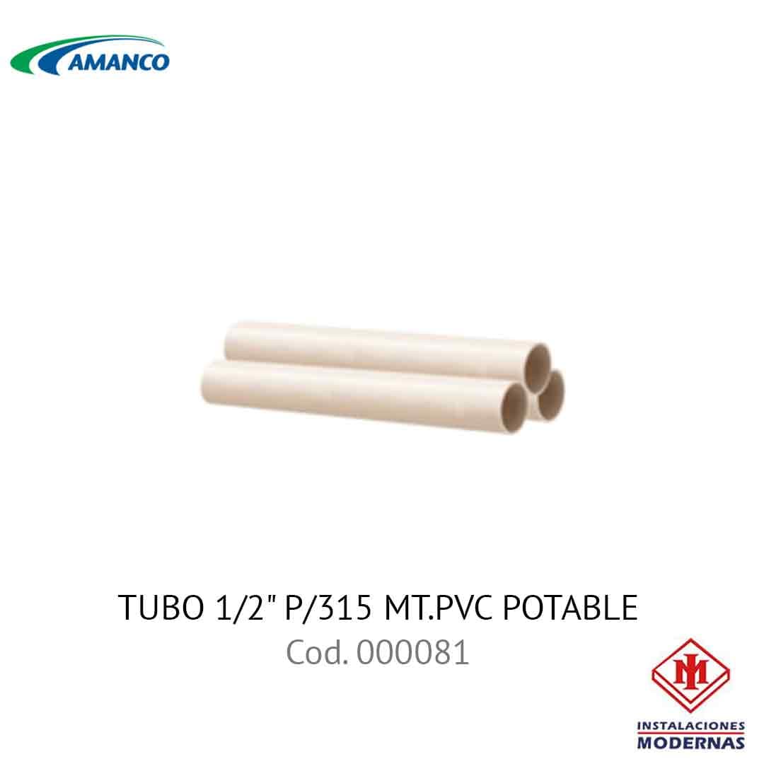 TUBO 1/2" P/315 MT.PVC POTABLE